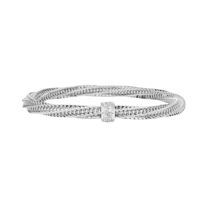 Roberto Coin Primavera Diamond Twist Bangle-18K White Gold