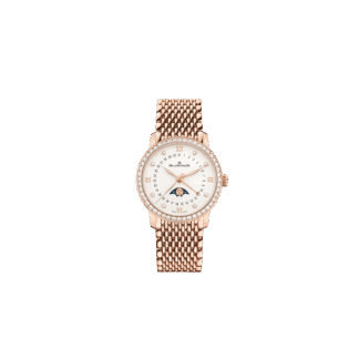 Villeret Quantieme Phases de Lune 33.2mm, Diamonds, Mille Mailles Gold Strap