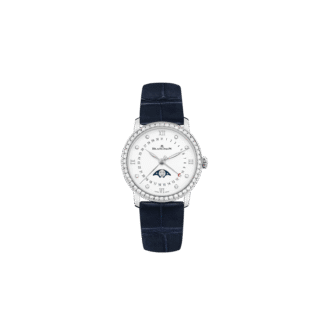 Blancpain Villeret Quantième Phase de Lune, Stainless Steel, Diamond & Blue Strap