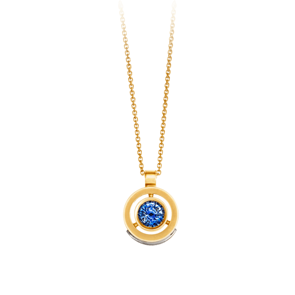 Montecristo Tondo Blue Sapphire Pendant in 18K Yellow Gold