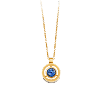 Montecristo Tondo Blue Sapphire Pendant in 18K Yellow Gold