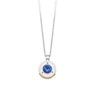 Montecristo Tondo Blue Sapphire Pendant in 19K White Gold