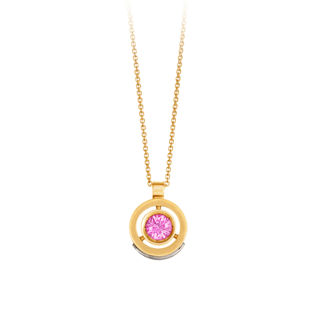 Montecristo Tondo Pink Sapphire Pendant in 18K Yellow Gold