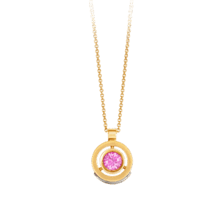 Montecristo Tondo Pink Sapphire Pendant in 18K Yellow Gold