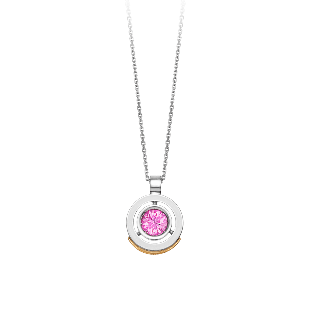 Montecristo Tondo Pink Sapphire Pendant in 19K White Gold