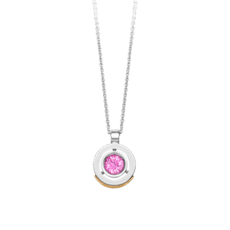 Montecristo Tondo Pink Sapphire Pendant in 19K White Gold