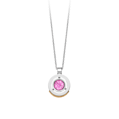 Montecristo Tondo Pink Sapphire Pendant in 19K White Gold