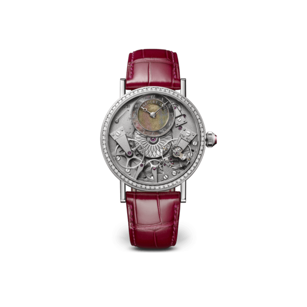 Tradition 7038 Watch 37mm, Red Leather Strap