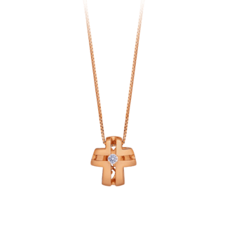 Montecristo Beveled Cross Pendant in 18K Rose Gold