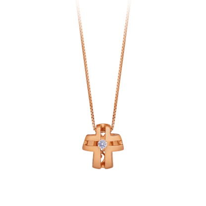 Montecristo Beveled Cross Pendant in 18K Rose Gold