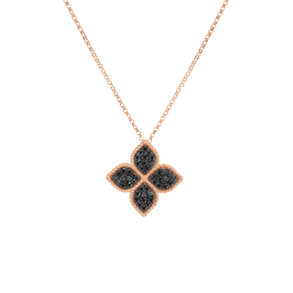 Roberto Coin Large Princess Flower Black Diamonds Necklace