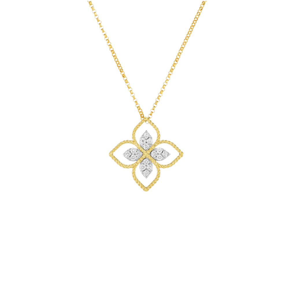 Roberto Coin Principessa Flower Large Yellow Gold Pendant