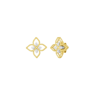 Roberto Coin Principessa Small Diamond Stud Earrings in 18K yellow and white gold