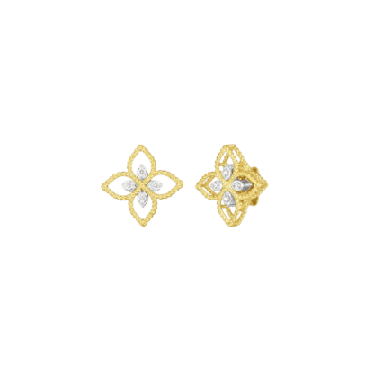 Roberto Coin Principessa Small Diamond Stud Earrings in 18K yellow and white gold