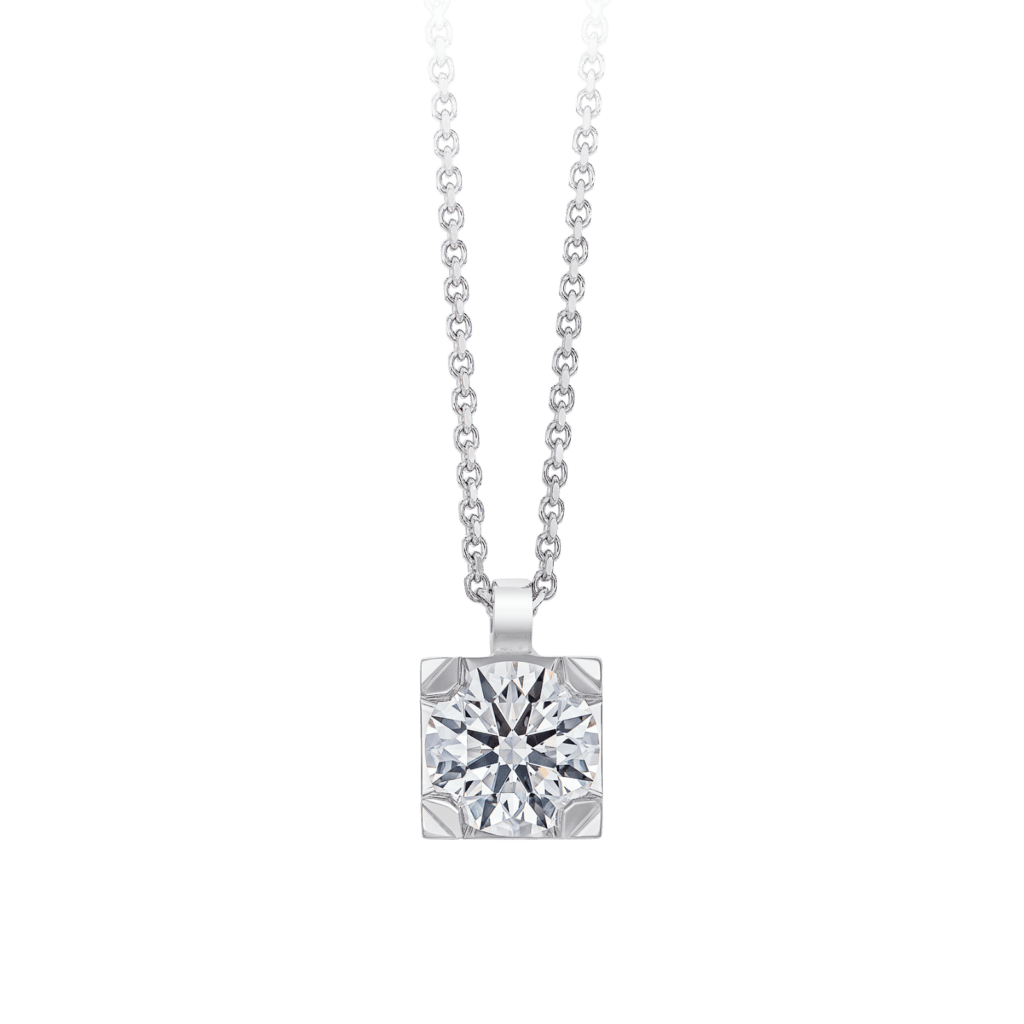 Montecristo 4 Claws Square Diamond Pendant- 19K White Gold