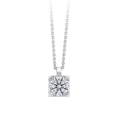 Montecristo 4 Claws Square Diamond Pendant- 19K White Gold