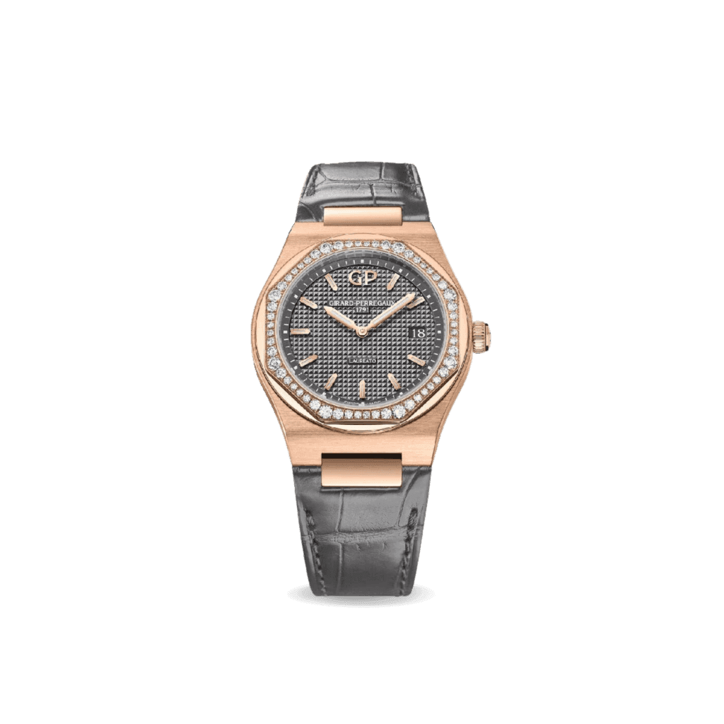 Girard-Perregaux Laureato Watch 34mm Rose Gold with Diamond-Set Bezel