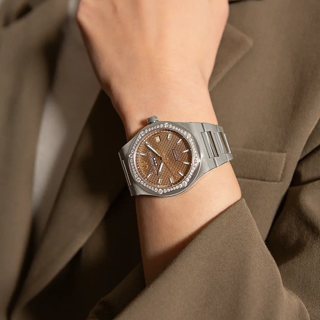 Girard-Perregaux Laureato Watch 38mm Copper with Diamond-Set Bezel - Image 2