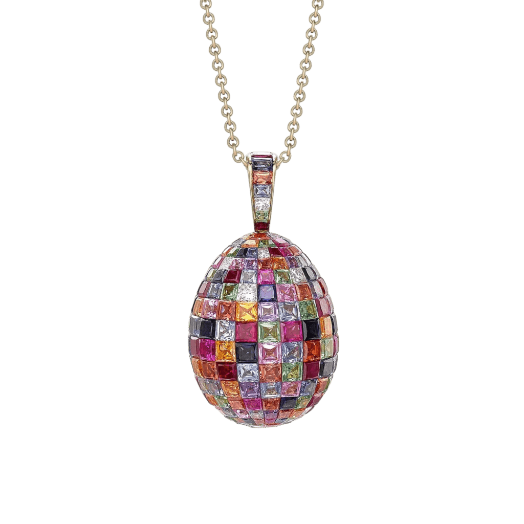Fabergé Imperial Mosaic Ruby, Sapphire & Diamond Egg Pendant