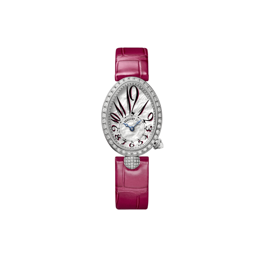 Breguet Reine de Naples 8928 33x 24.95mm, Pink Strap watch.