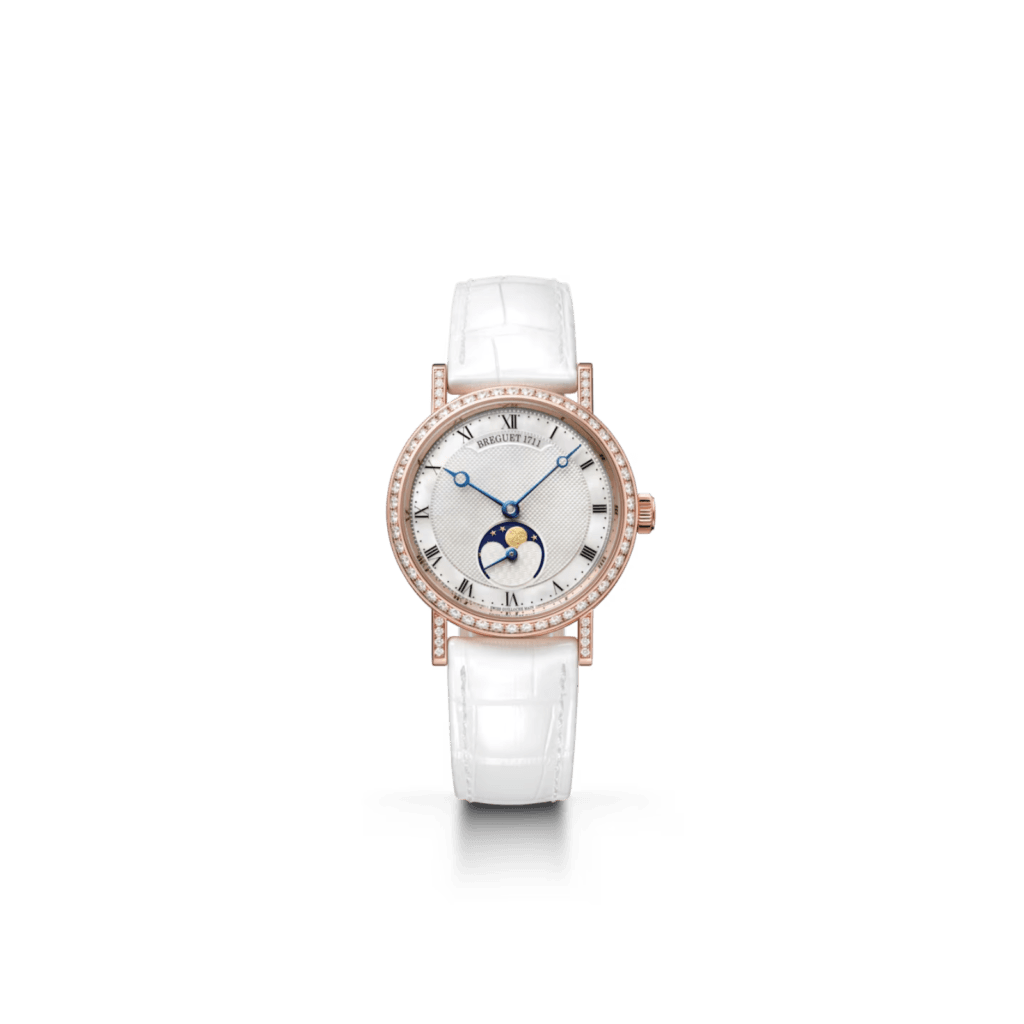 Breguet Classique Phase de Lune 9088, White Strap