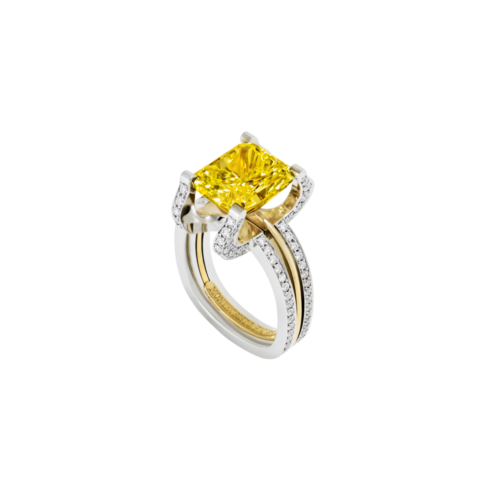 Montecristo C Yellow Diamond Ring in 19K White Gold