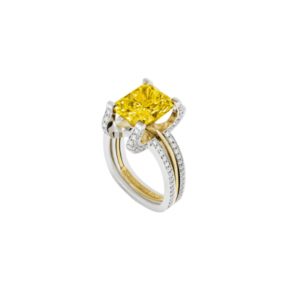 Montecristo C Yellow Diamond Ring in 19K White Gold