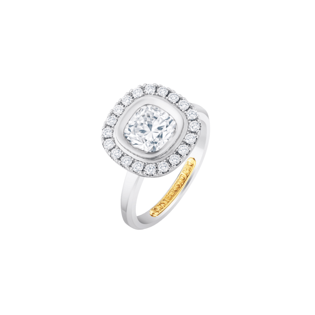 Montecristo Halo Pave Set Diamond Ring in 19K White Gold