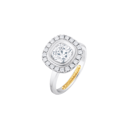 Montecristo Halo Pave Set Diamond Ring in 19K White Gold