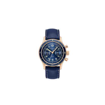 Air Command Fly-Back Chronograph Watch 36.2mm, Blue, 18K Rose Gold