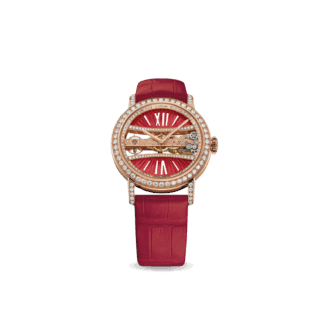 Golden Bridge Watch 39mm, Red, 18k Rose Gold, Diamonds