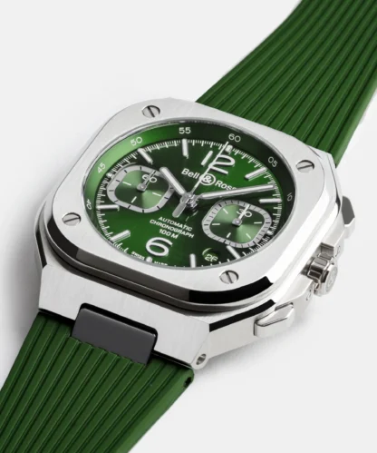 closer look - BR 05 Chrono Green Steel and Green Strap 42mm Watch