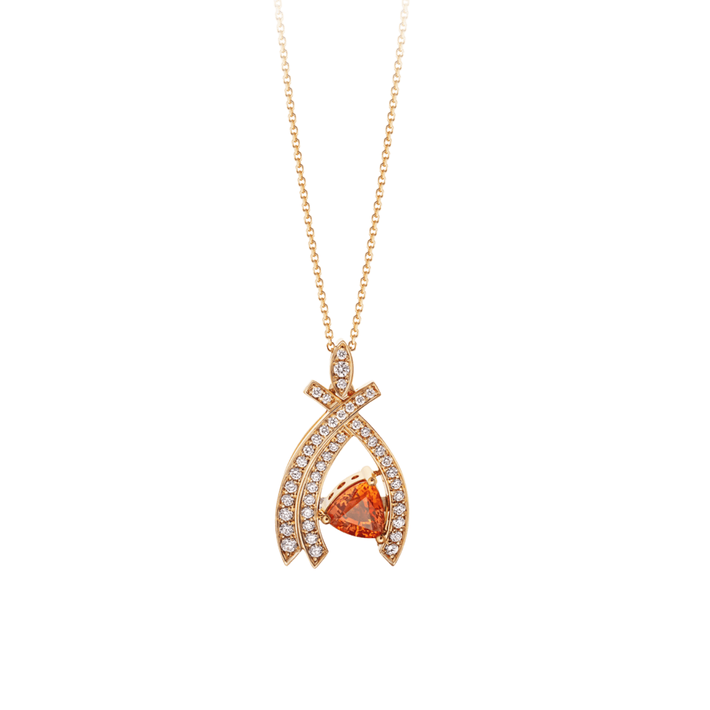Montecristo Orchid Orange Sapphire Pendant in 18K Yellow Gold