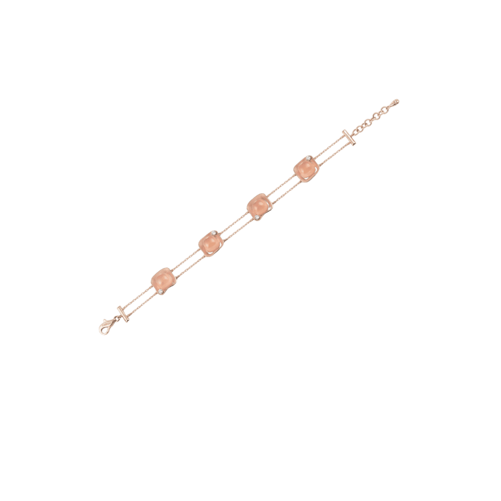 Annamaria Cammilli Dune Cubic Bracelet, Pink Champagne Gold & Milky Quartz