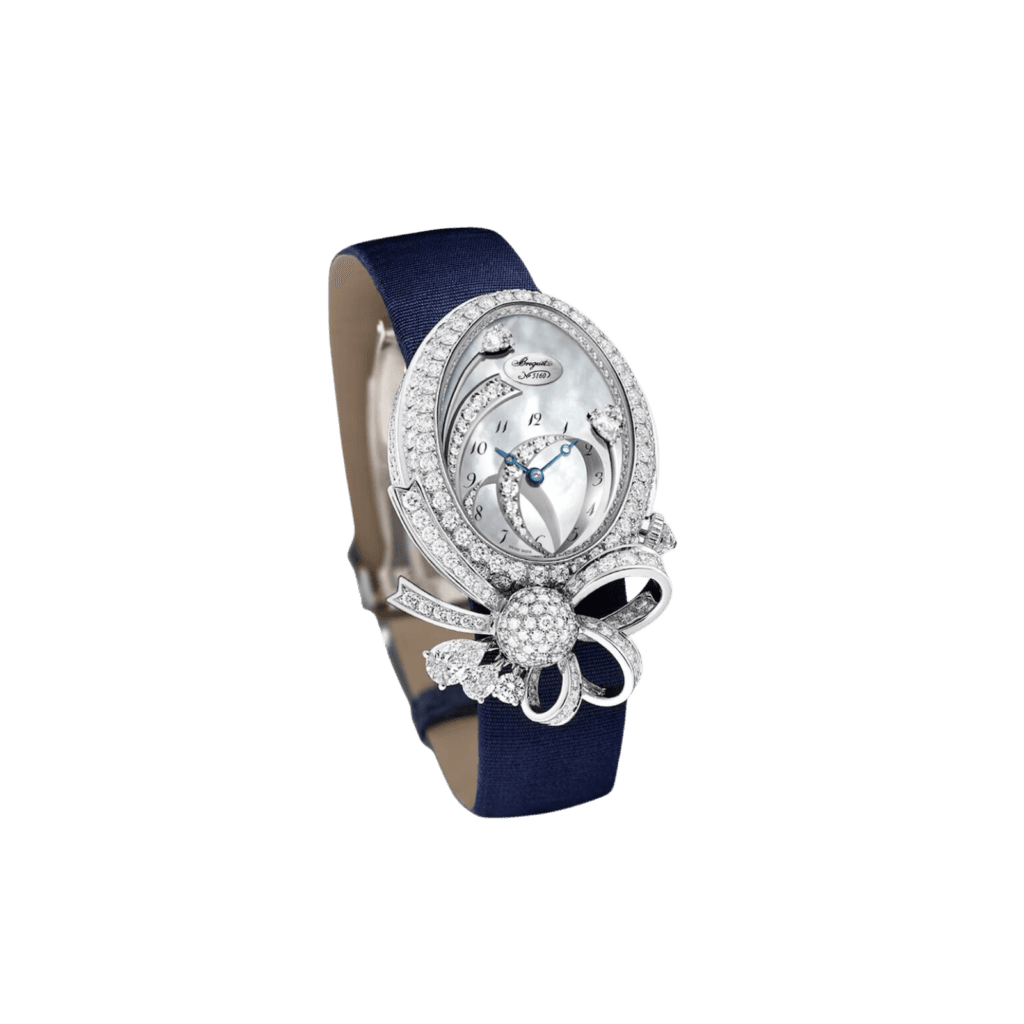 Breguet High Jewellery Désir de la Reine 33.5 x24.95mm, White Gold, Blue Satin Strap