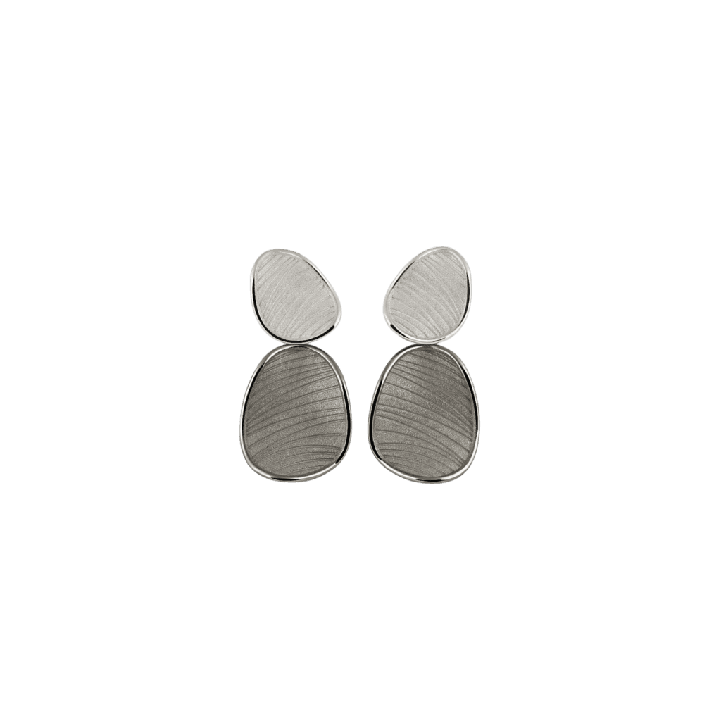 Velvet Earrings, 18K Black Lava Gold & White Gold