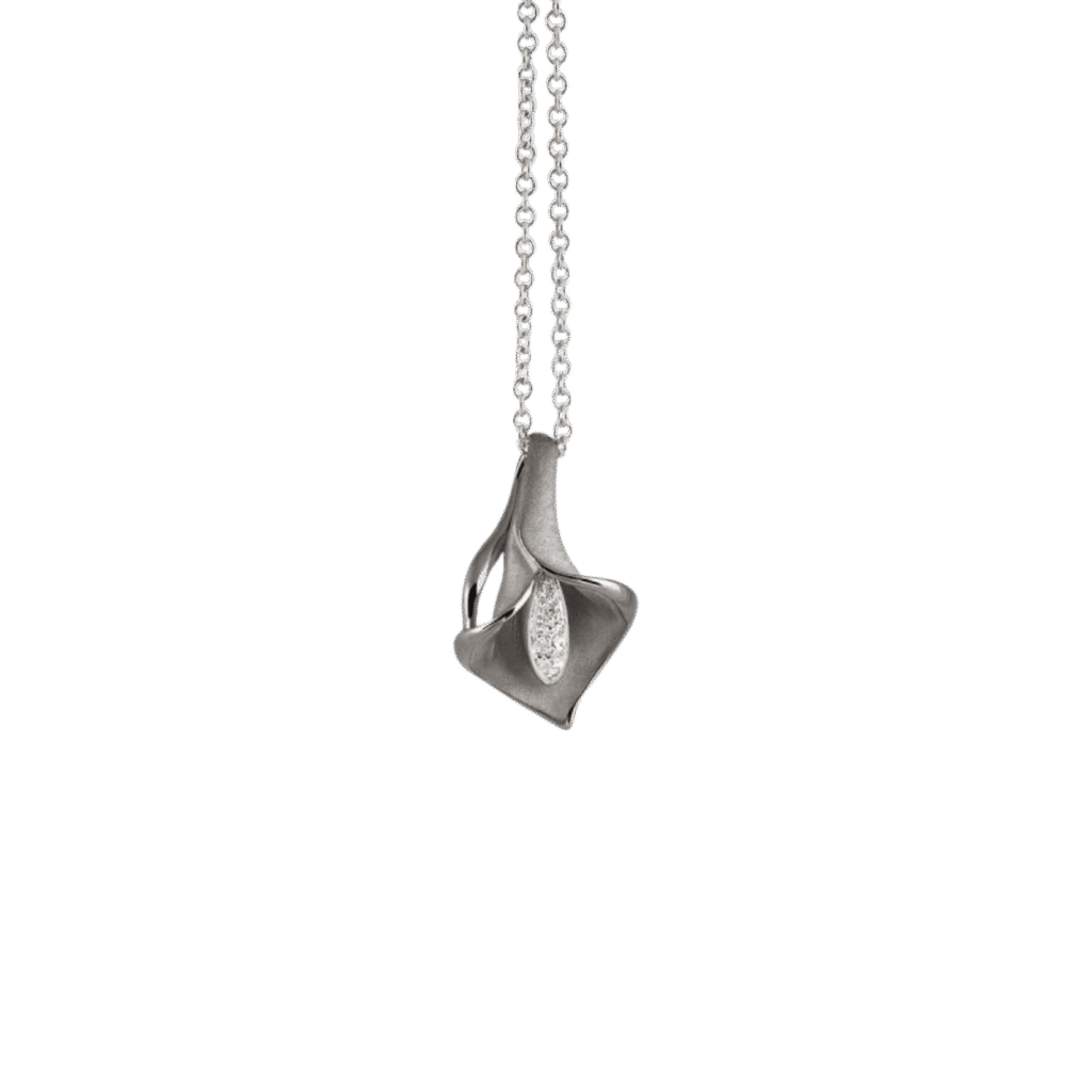 Calla Pendant in Black Lava Gold with Diamonds