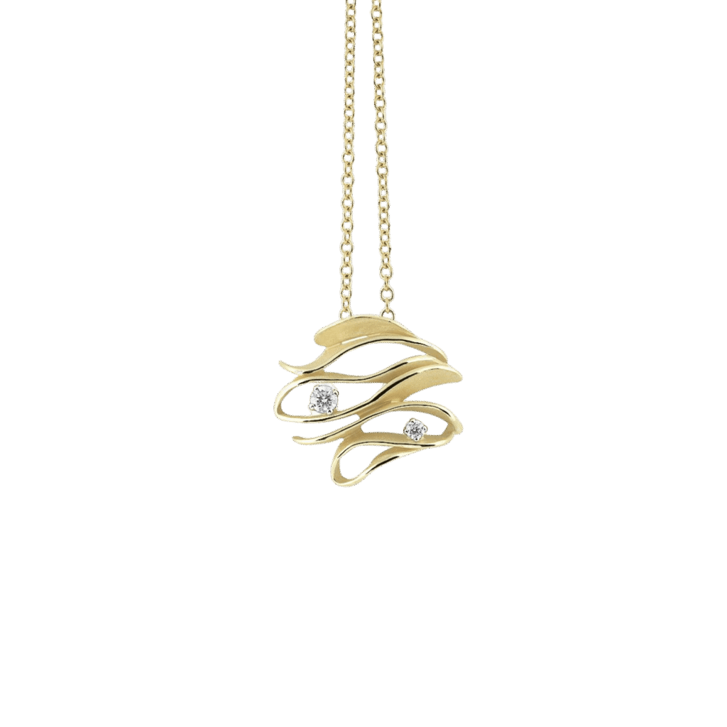 Dune Pendant in 18k Yellow Gold with Diamonds