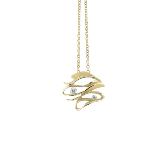 Dune Pendant in 18k Yellow Gold with Diamonds