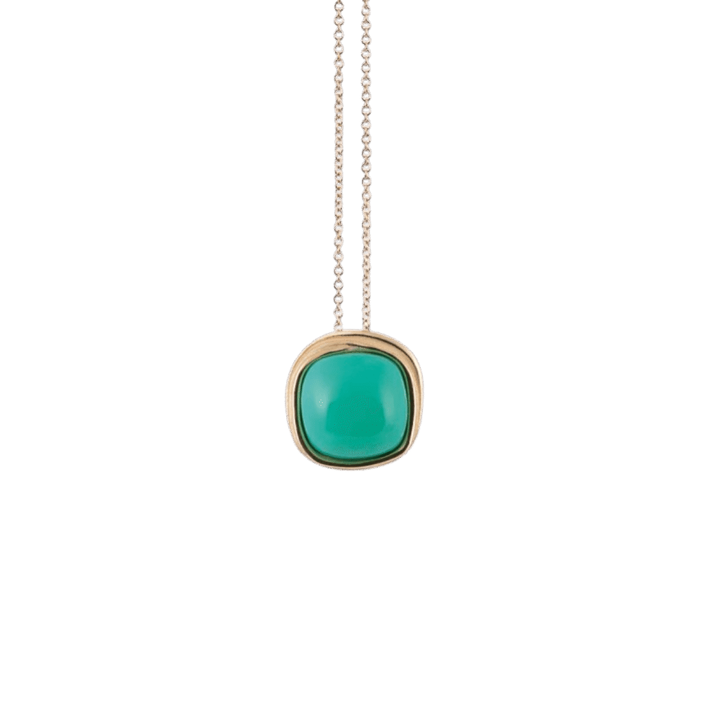 Santorini Pendant in 18Kt Orange Gold with Turquoise Chalcedony