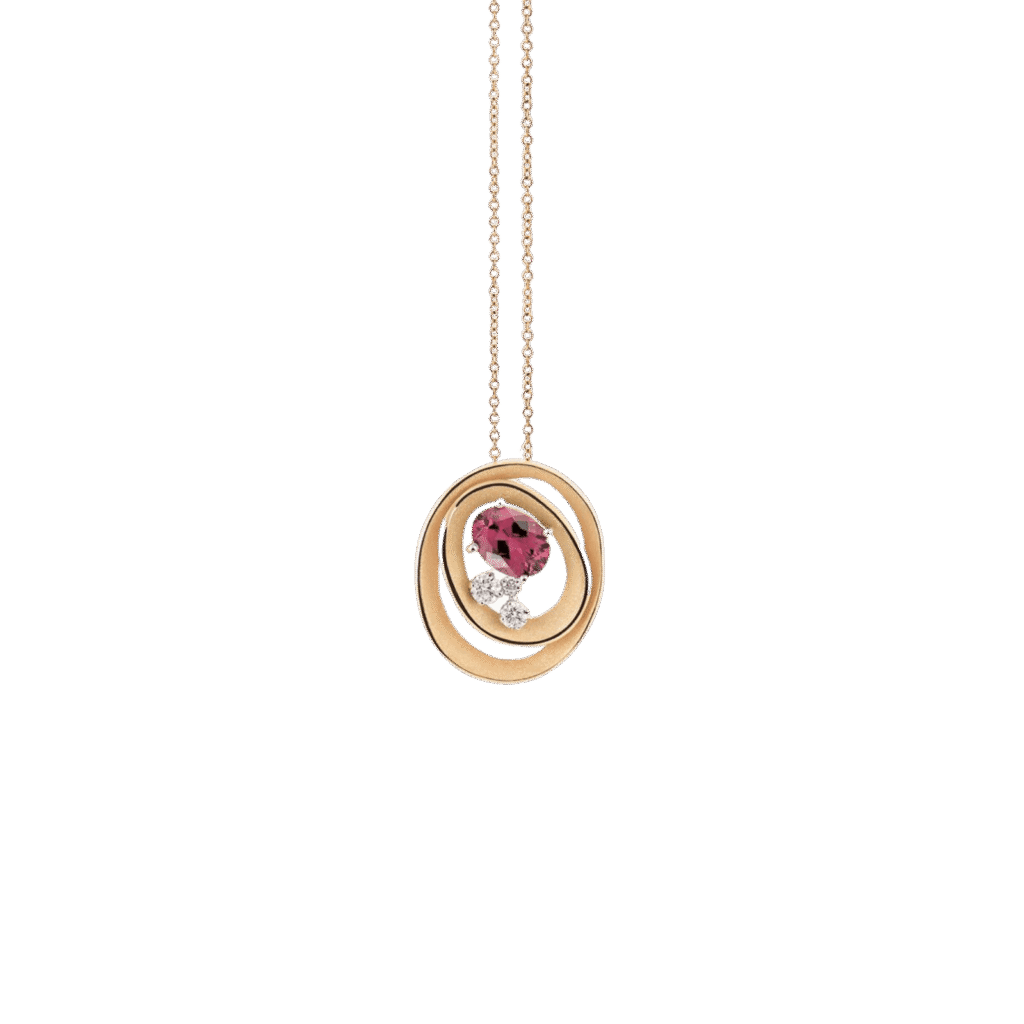 Dune Solar Pendant in 18k Orange Gold & Pink Tourmaline