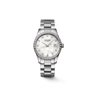 Longines Conquest Classic Diamond Watch 34mm, Mother-of-Pearl Dial, Lady Watch