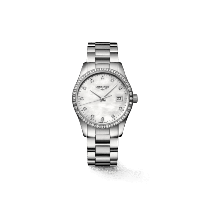 Longines Conquest Classic Diamond Watch 34mm, Mother-of-Pearl Dial, Lady Watch