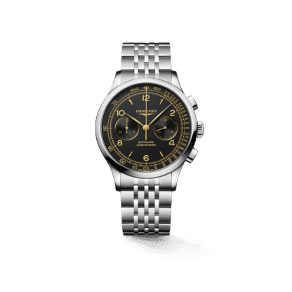 Longines Record Automatic 40mm, Stainless Steel, Black Matt Dial