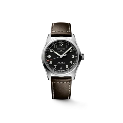 Longines Spirit 37mm, Black Dial, Brown calf leather
