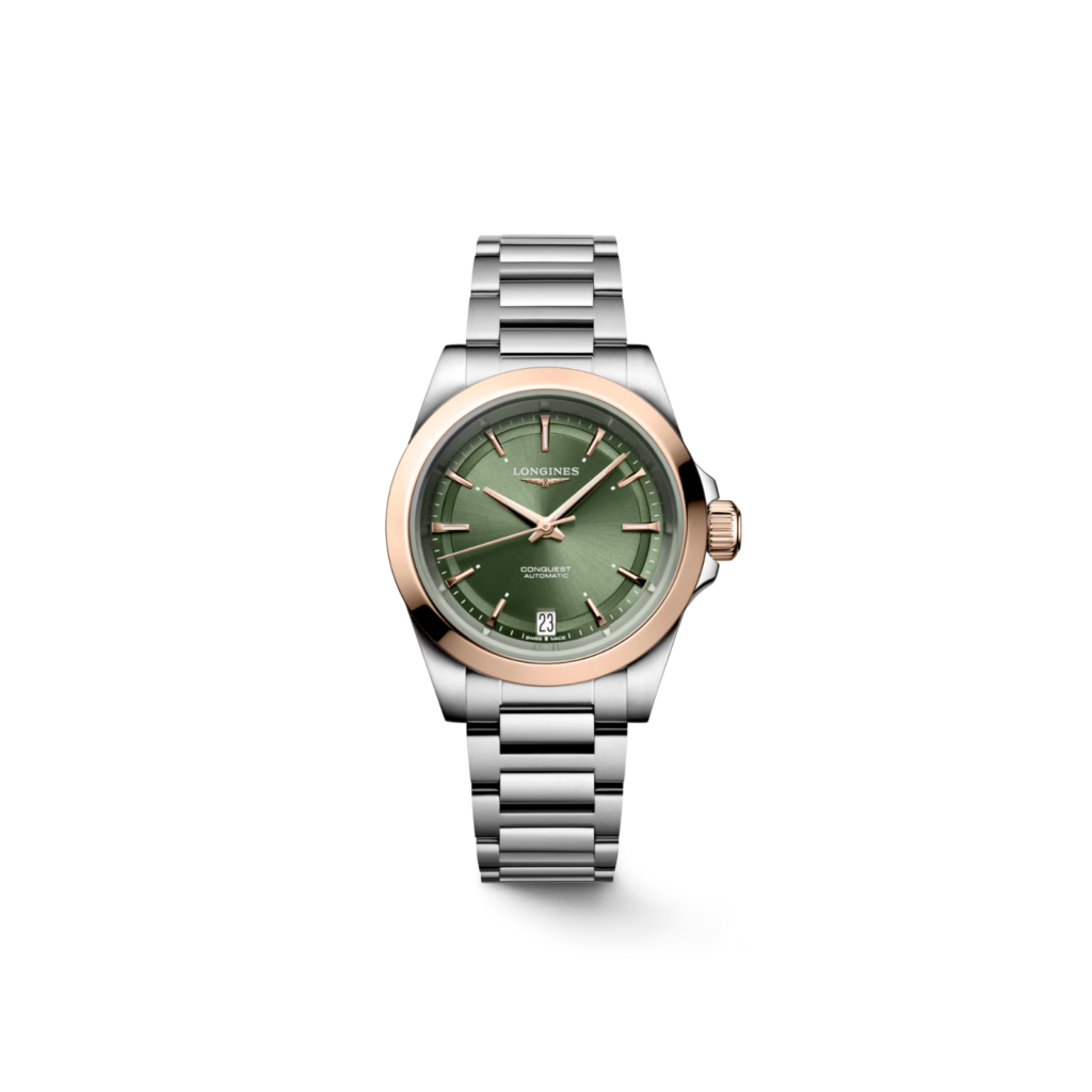 Longines Conquest Steel & Rose Gold Case, Green Dial