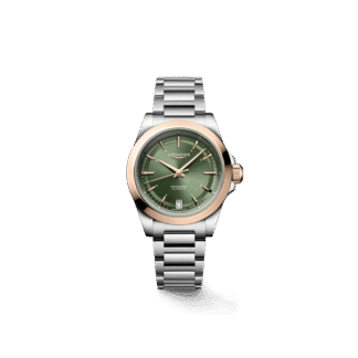 Longines Conquest Steel & Rose Gold Case, Green Dial