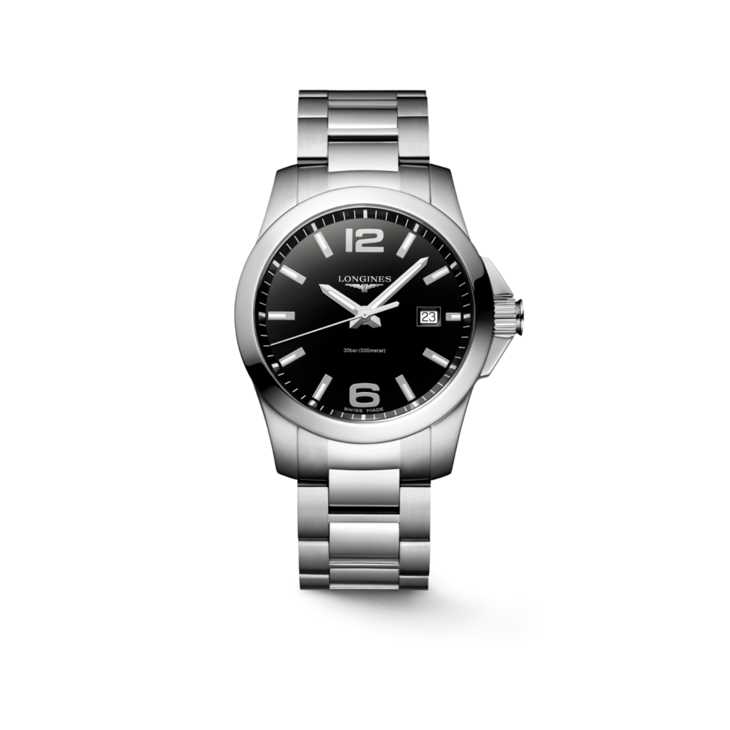 Longines Conquest 41mm, Stainless Steel, Black Lacquered Polished Dial