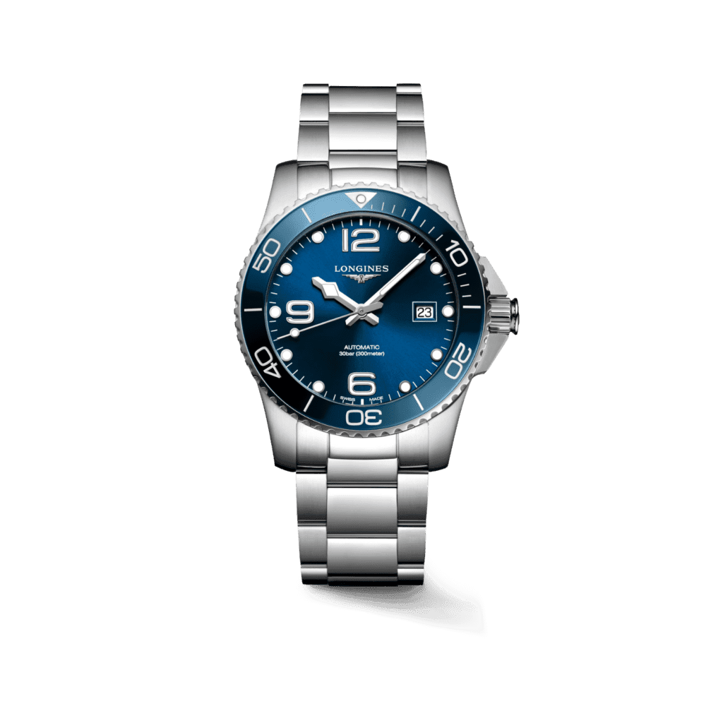 HydroConquest 43mm,Stainless Steel And Ceramic Bezel, Sunray Blue Dial,