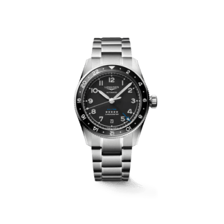 Longines Spirit Zulu Time, Stainless Steel And Ceramic Bezel, Black Matt Dial